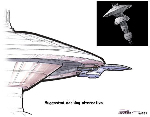 During the first season, it was decided that we should go to space dock without considering that a Galaxy-class ship wouldn't fit in it.  I proposed an exterior docking boom but the producers nixed it saying that the station was now "larger".